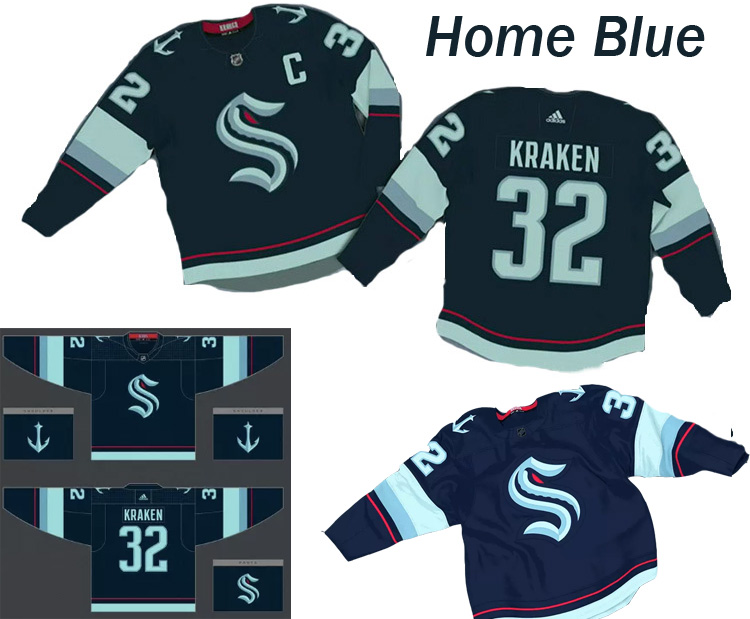 Custom Men New Seattle Kraken Blue nhl jerseys->nfl hats->Sports Caps